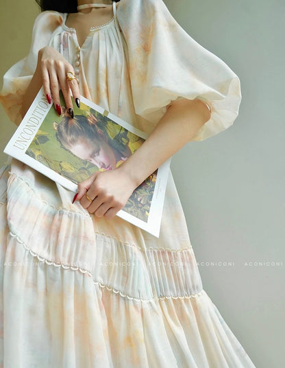 Aconiconi | Honeydew Glow Flowy Dress