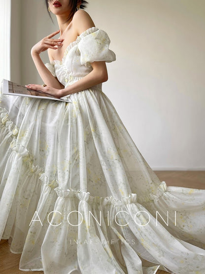 Aconiconi｜Tea Break Fairy Off Shoulder Dress