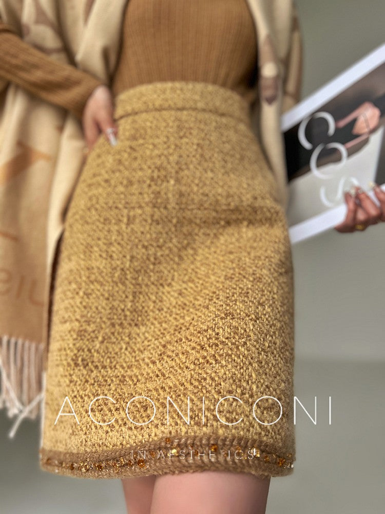 Aconiconi｜Brownie Autumn Wool Retro Skirt Suit