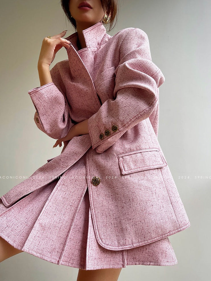 Aconiconi | Pink and Denim Skirt Suit
