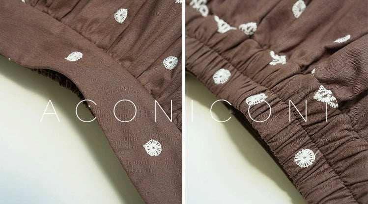 Aconiconi | Mocha Retro Embroidery Skirt Set