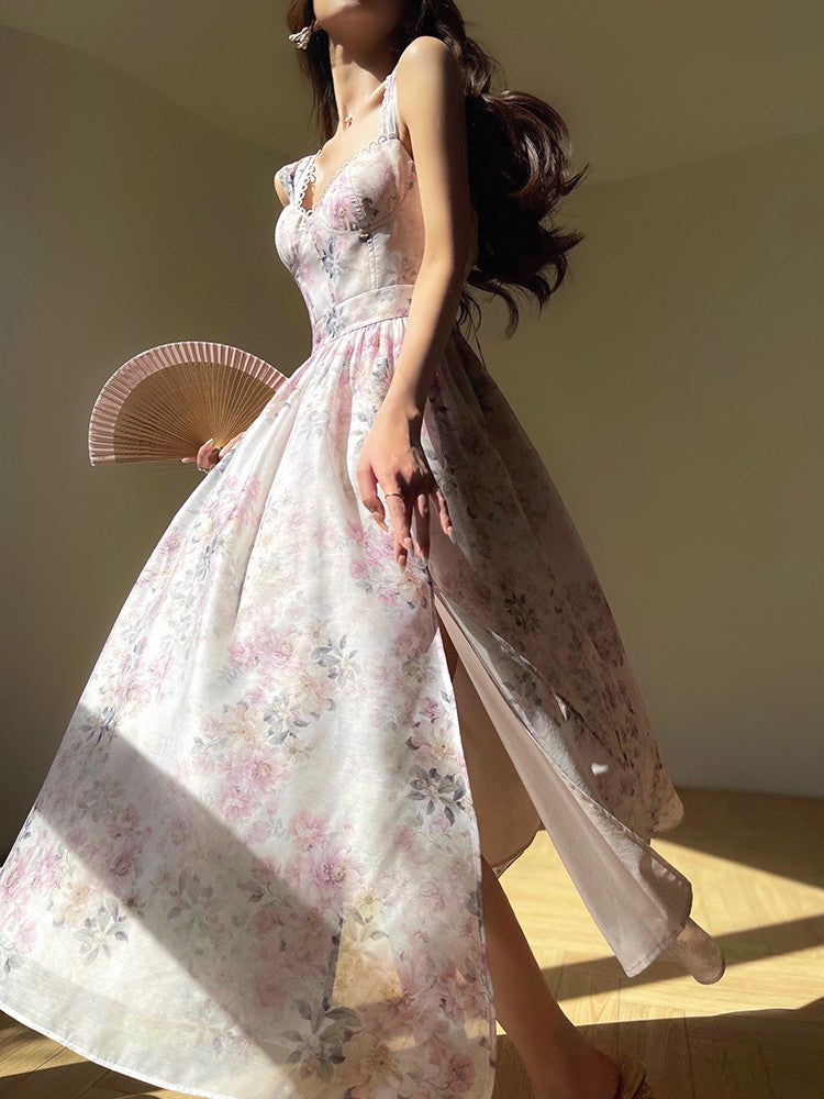 Aconiconi｜Spring Flower Long Feminine Dress