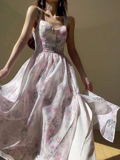 Aconiconi｜Spring Flower Long Feminine Dress