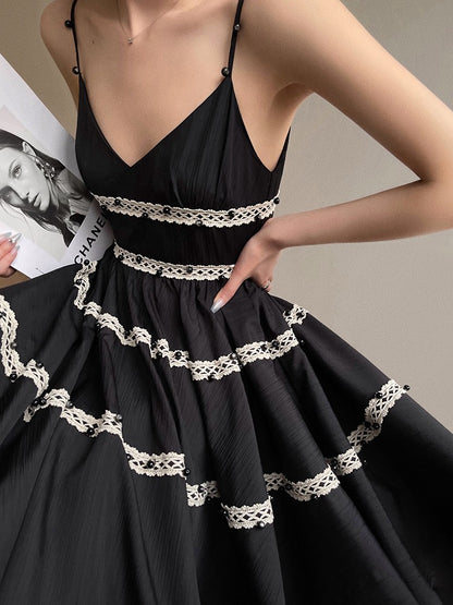 Aconiconi｜Rainy Night in Paris Black Short Dress