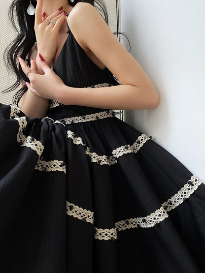 Aconiconi｜Rainy Night in Paris Black Short Dress