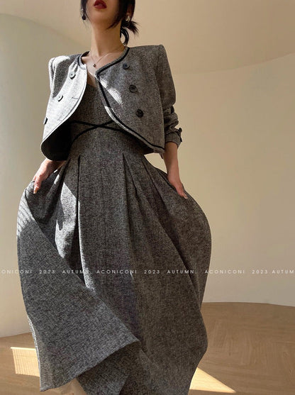 Aconiconi｜Kawashima Girl Elegant Temperament Dress Suit Sling Long Dress