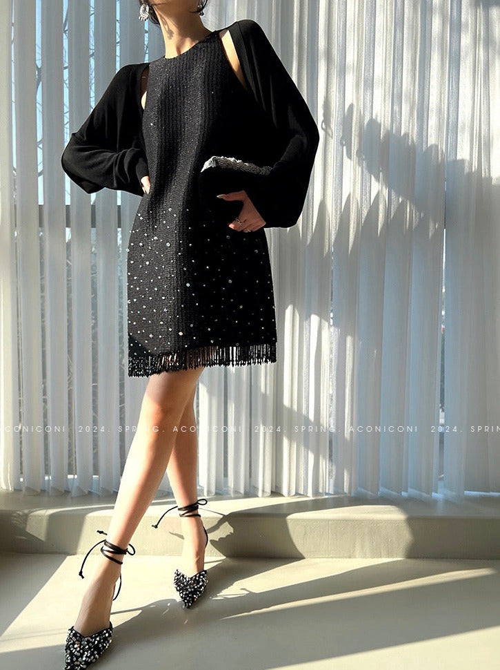 Aconiconi｜Light diamond shimmer wool dress