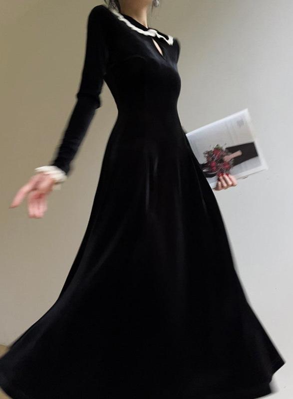 Aconiconi｜Alice Retro Velvet Elegant Winter Dress