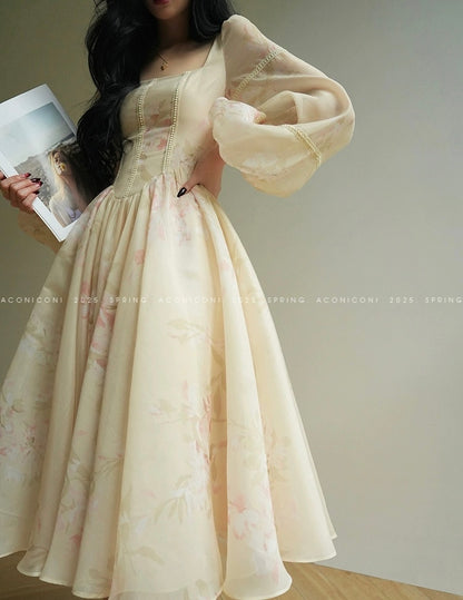 Aconiconi | Apricot Blossoms Flowy Dress