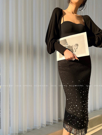 Aconiconi｜Light diamond shimmer wool dress