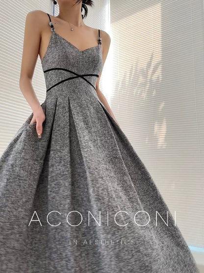 Aconiconi｜Kawashima Girl Elegant Temperament Dress Suit Sling Long Dress
