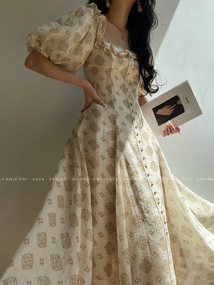 Aconiconi｜Calantha Puff Short-Sleeve Dress