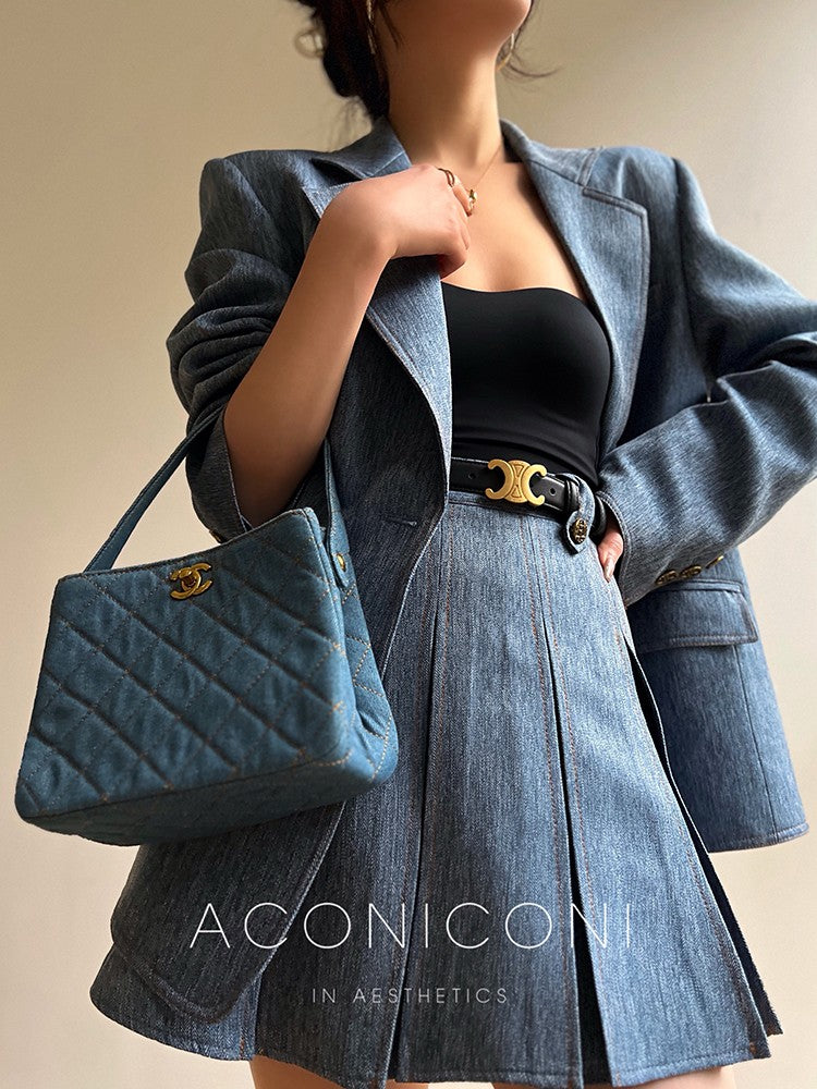 Aconiconi | Pink and Denim Skirt Suit
