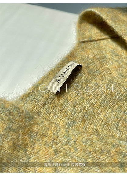 Aconiconi｜Late autumn evening wool knitted suspender dress & cardigan