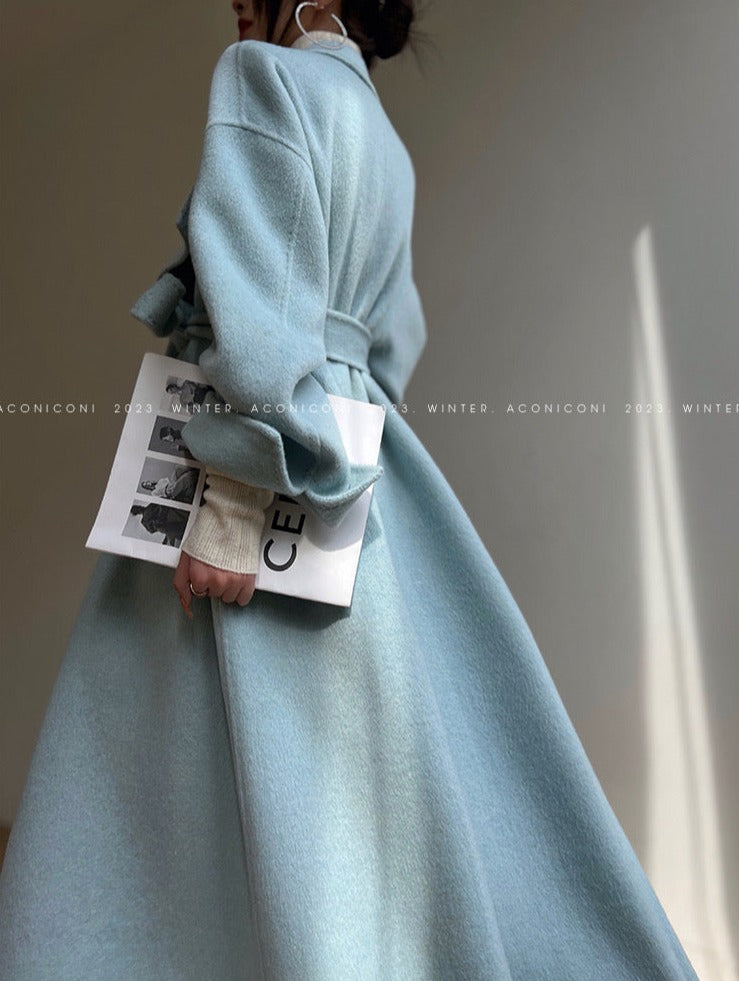 Aconiconi｜Dark Night & Sea Waves Double-Sided Wool Coat