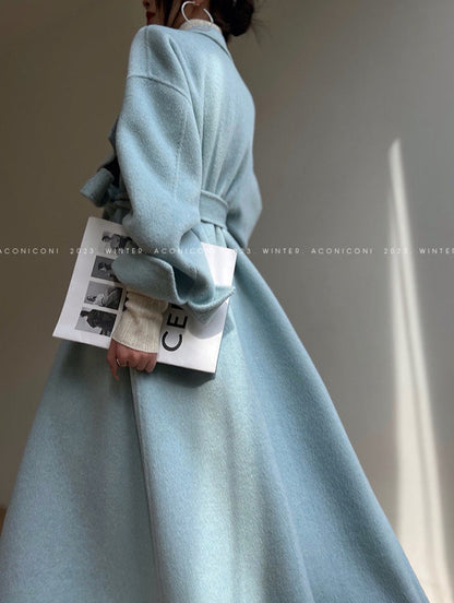 Aconiconi｜Dark Night & Sea Waves Double-Sided Wool Coat