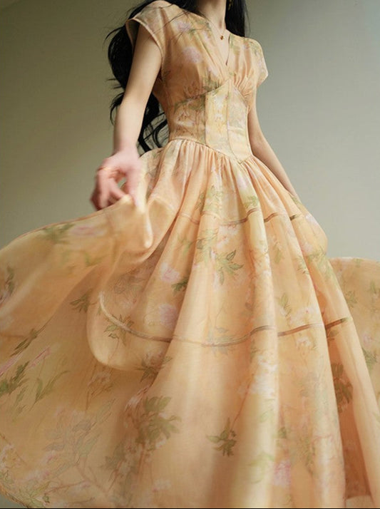 Aconiconi | Soft Sunrise Elegant Flowy Dress