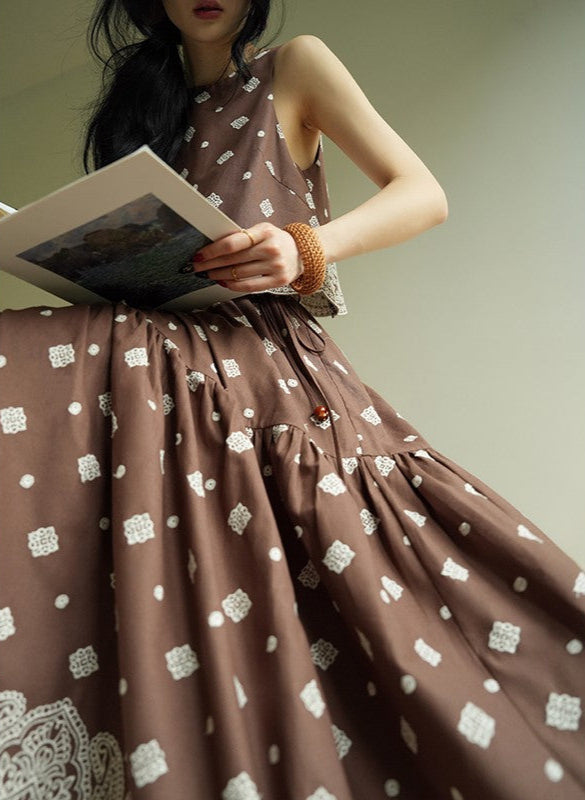 Aconiconi | Mocha Retro Embroidery Skirt Set