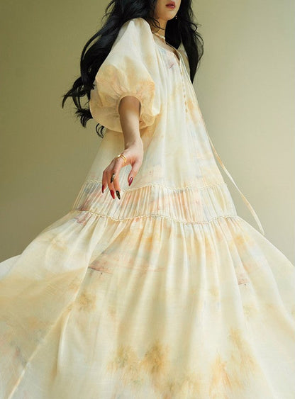 Aconiconi | Honeydew Glow Flowy Dress