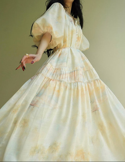 Aconiconi | Honeydew Glow Flowy Dress