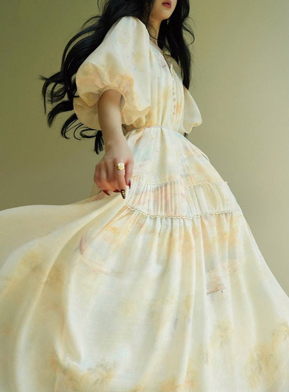 Aconiconi | Honeydew Glow Flowy Dress