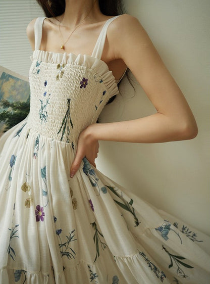 Aconiconi | Ivory Meadow Floral Long Dress