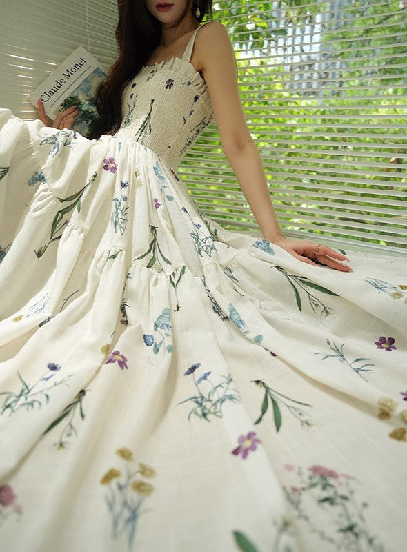Aconiconi | Ivory Meadow Floral Long Dress