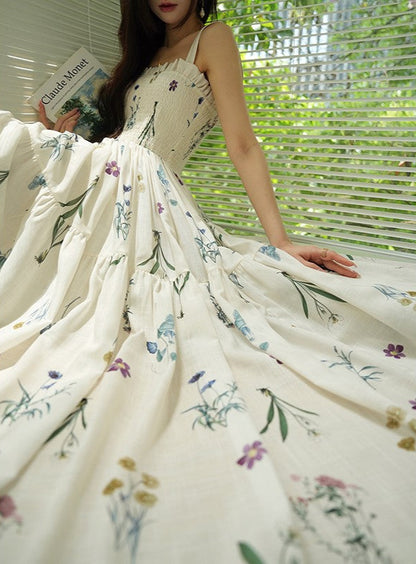 Aconiconi | Ivory Meadow Floral Long Dress