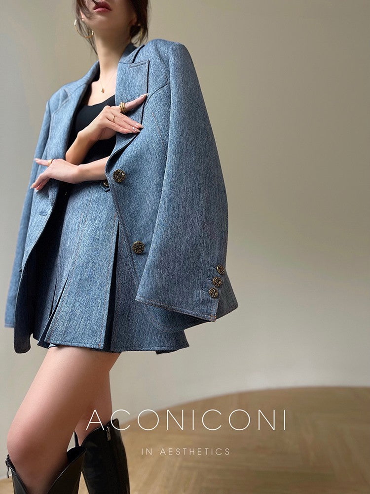 Aconiconi | Pink and Denim Skirt Suit