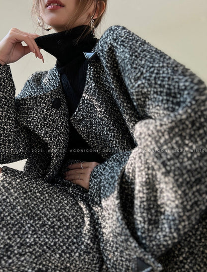 Aconiconi｜Secret Fragrance Tweed wool Skirt Suit