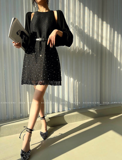 Aconiconi｜Light diamond shimmer wool dress