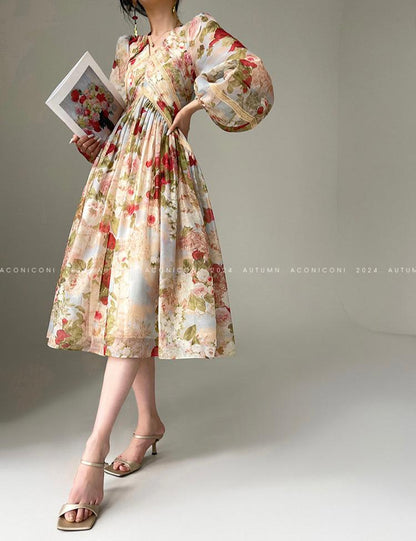 Misty Rose Long Sleeve Long Dress