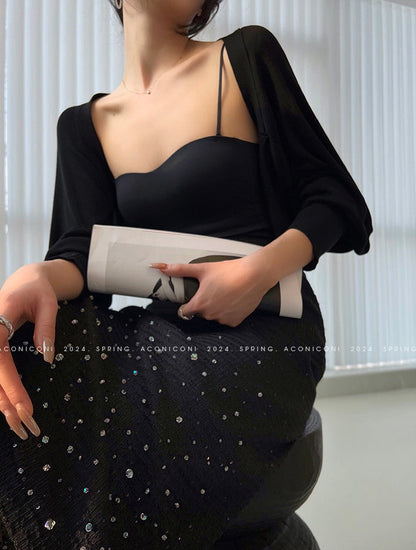 Aconiconi｜Light diamond shimmer wool dress