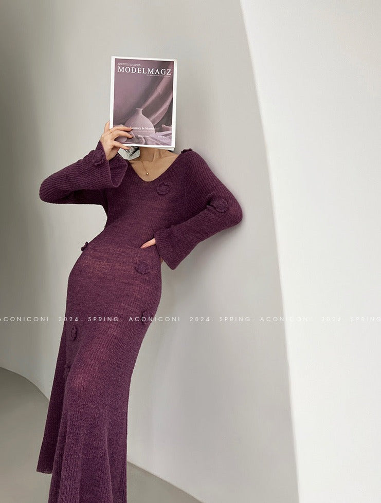 Aconiconi｜Alocasia Knitted Long Dress