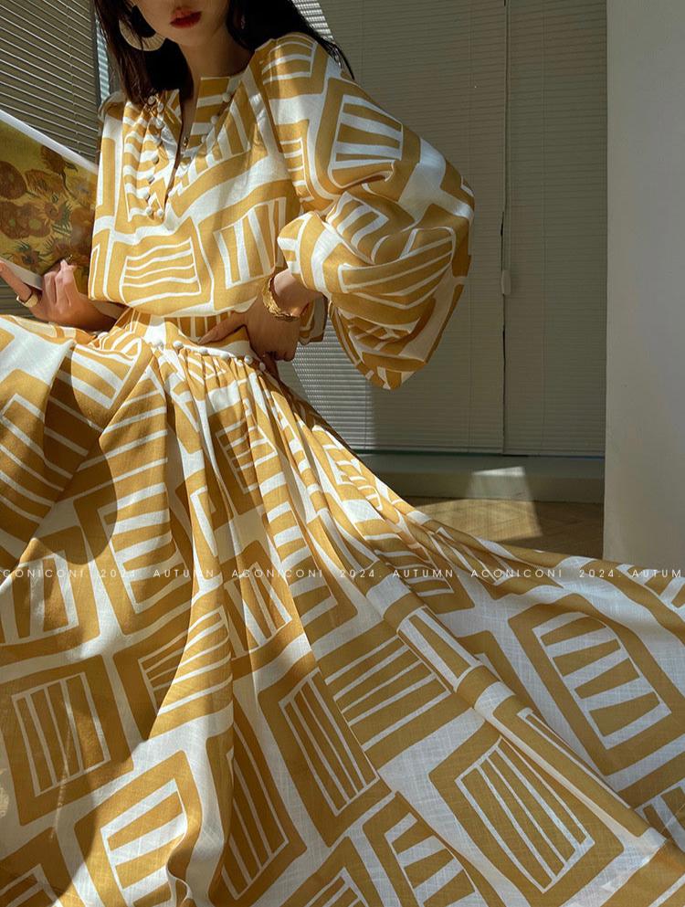 Aconiconi｜Opal Dusk V-neck Temperament Dress