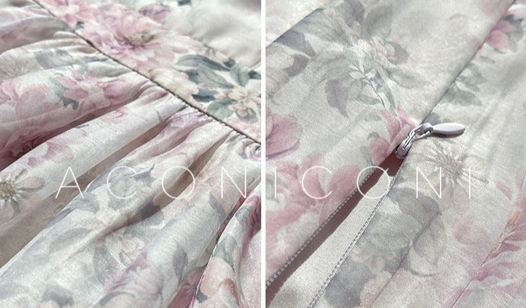 Aconiconi｜Spring Flower Long Feminine Dress
