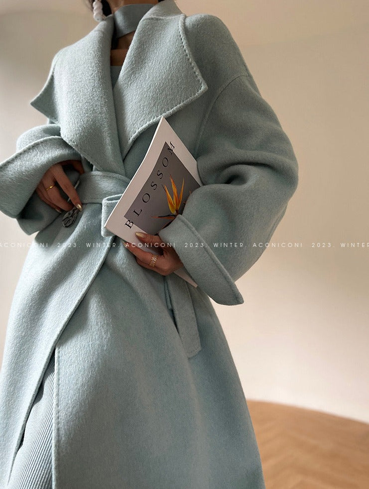 Aconiconi｜Dark Night & Sea Waves Double-Sided Wool Coat