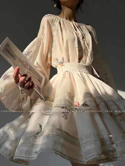 Aconiconi｜Moon Shadow Camellia Skirt Suit