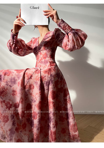 Flowers purple kite romantic luxury high-end beaded dress