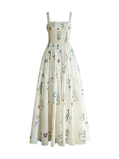 Aconiconi | Ivory Meadow Floral Long Dress