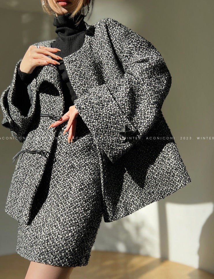 Aconiconi｜Secret Fragrance Tweed wool Skirt Suit
