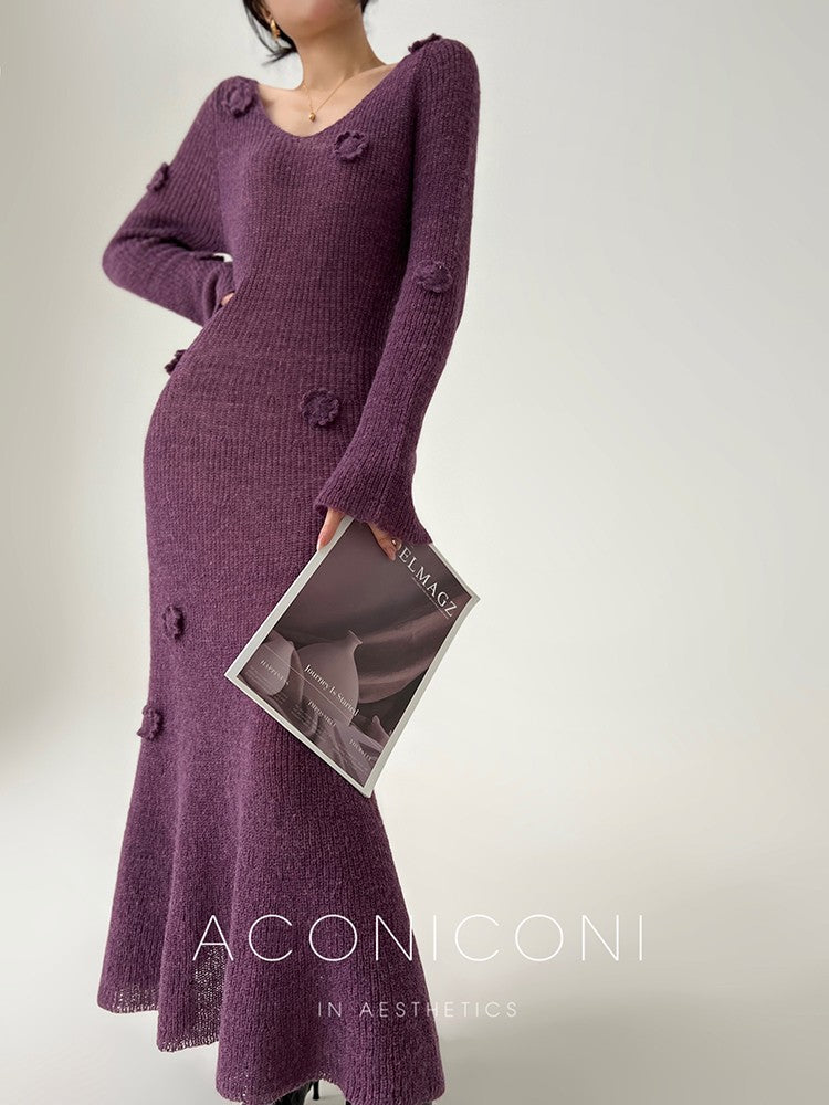 Aconiconi｜Alocasia Knitted Long Dress