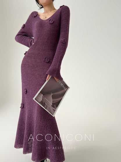 Aconiconi｜Alocasia Knitted Long Dress