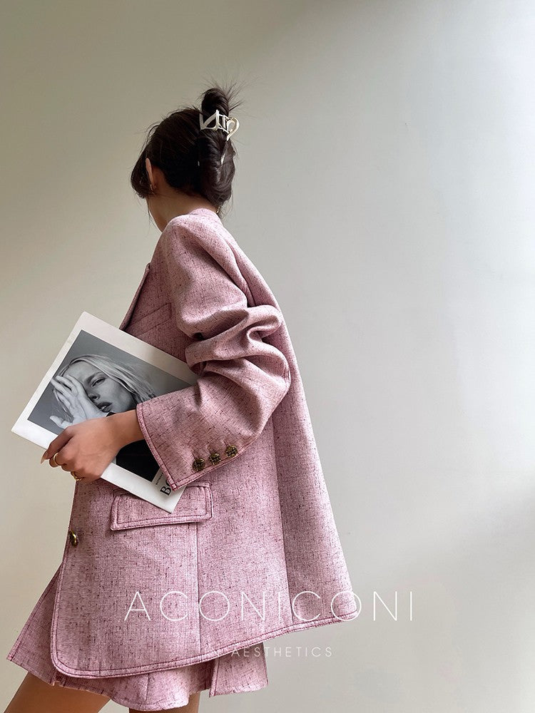 Aconiconi | Pink and Denim Skirt Suit