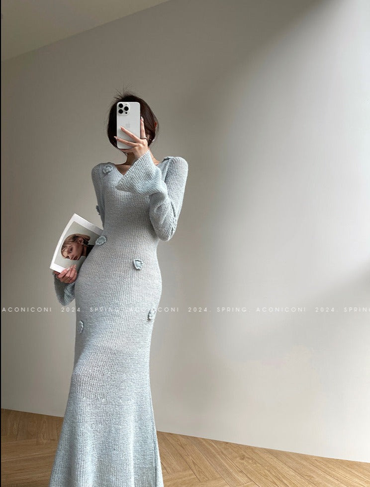 Aconiconi｜Alocasia Knitted Long Dress