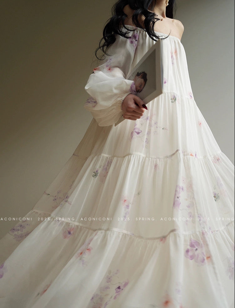 Aconiconi | Lilac Poem Long Flowy Dress