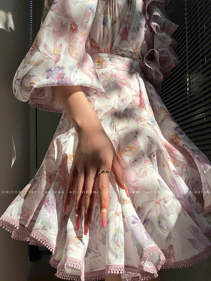 Aconiconi｜Crape Myrtle Floral Feminine Suit