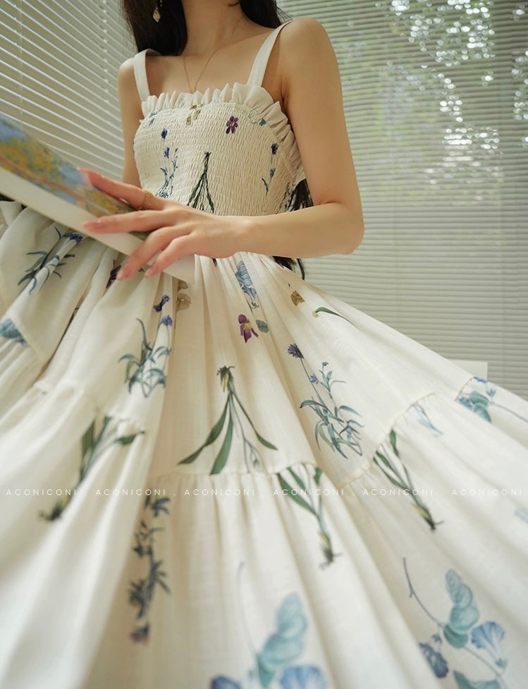 Aconiconi | Ivory Meadow Floral Long Dress