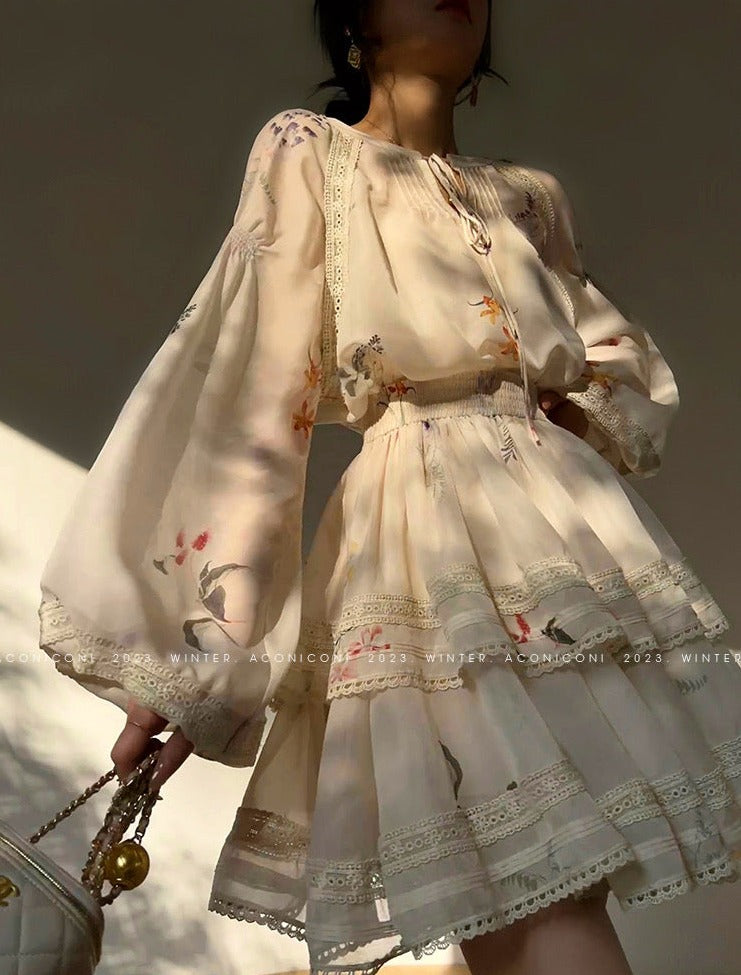 Aconiconi｜Moon Shadow Camellia Skirt Suit