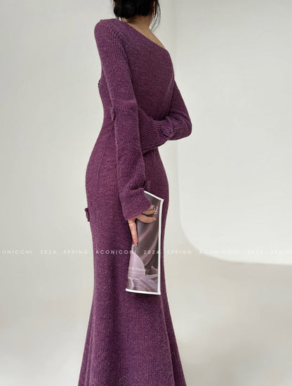 Aconiconi｜Alocasia Knitted Long Dress